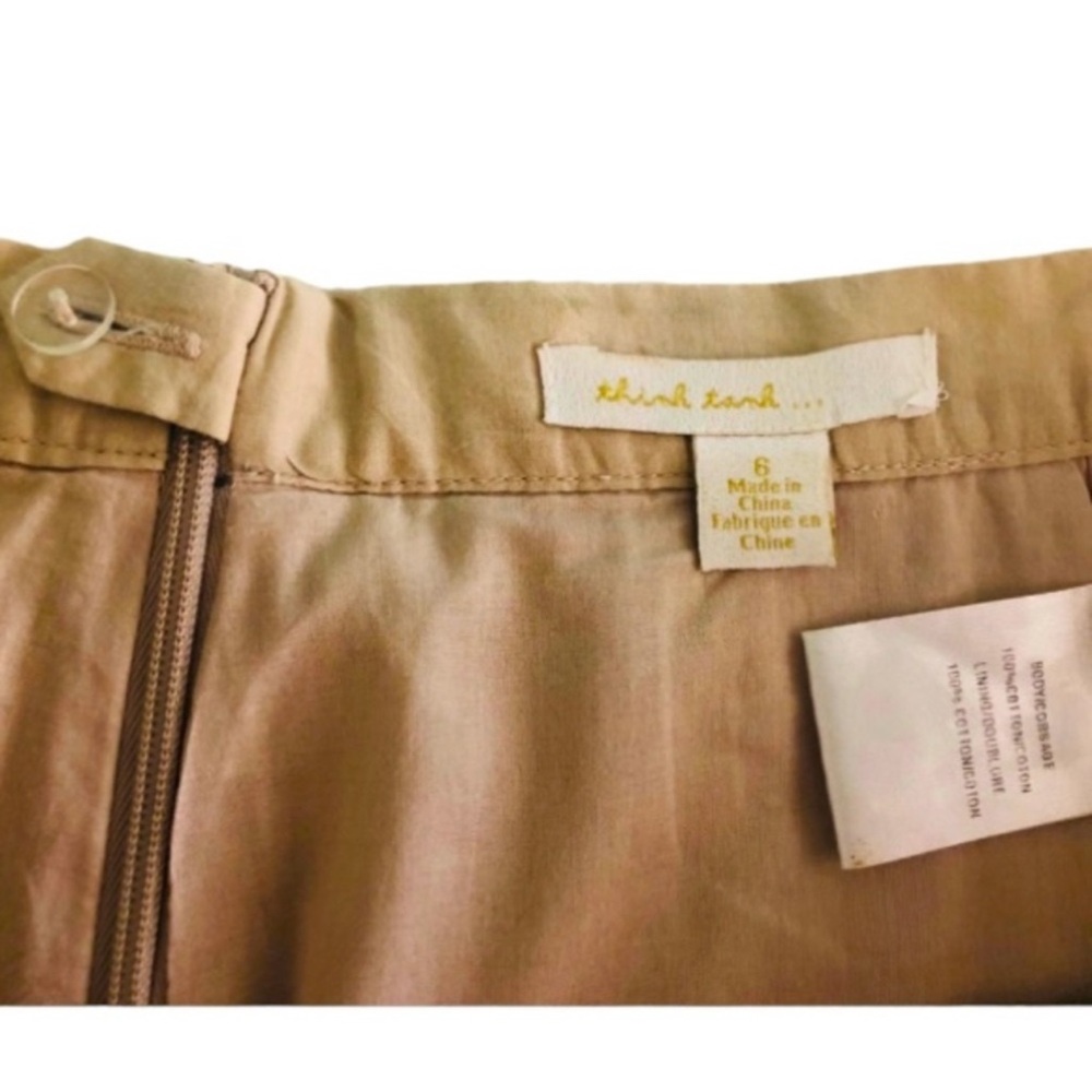 Think Tank Beige Pleated A-Line Midi Skirt Size 6 embroidery Sunburst style - Picture 6 of 10